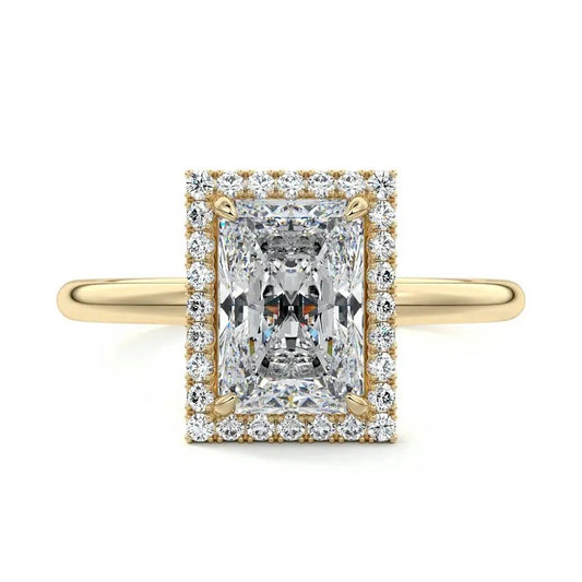 Anne radiant halo lab grown diamond engagement ring in gold by Nura Lab New Zealand