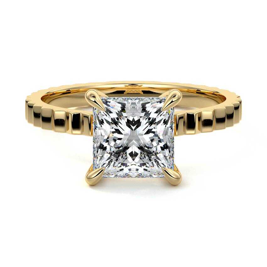 Arizona princess solitaire lab grown diamond engagement ring with wave texture band by Nura Lab New Zealand