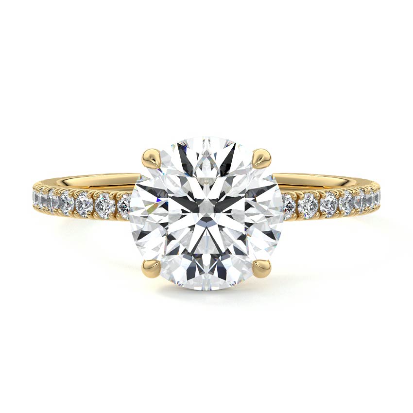 Lab-grown round brilliant cut pavé engagement ring set in white gold – Nura Lab Australia