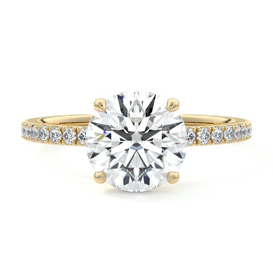 Lab-grown round brilliant cut pavé engagement ring set in white gold – Nura Lab Australia