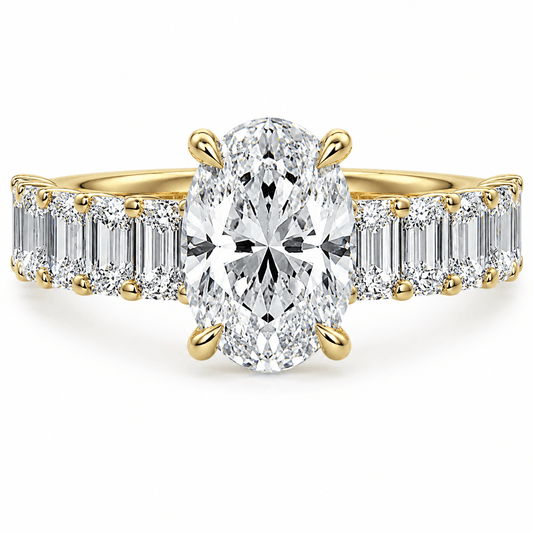 Peka - Oval Side Stone Lab Grown Diamond Engagement Ring