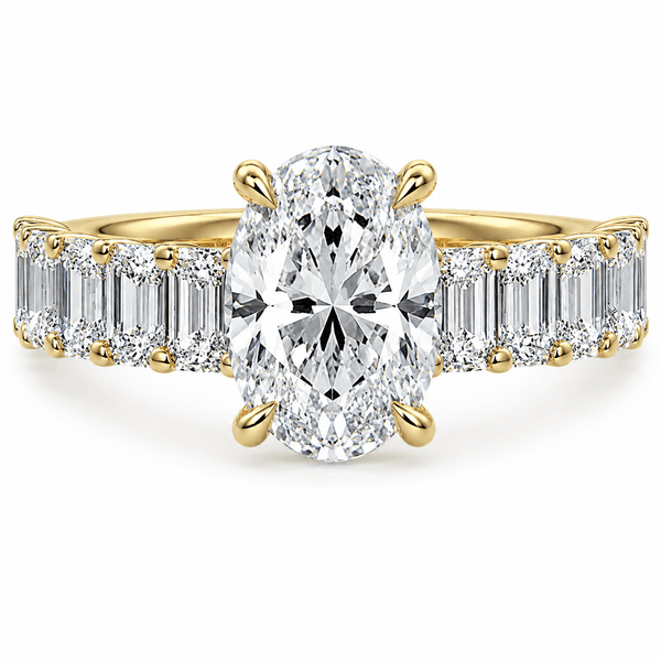 Peka - Oval Side Stone Lab Grown Diamond Engagement Ring