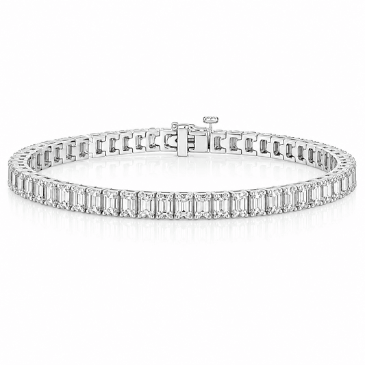 10CT Emerald Cut Lab Grown - Tennis Bracelet