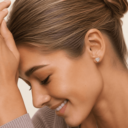 1 Carat Heart Cut  Stud Earrings – Lab-Grown Diamonds in 14K White or Yellow Gold