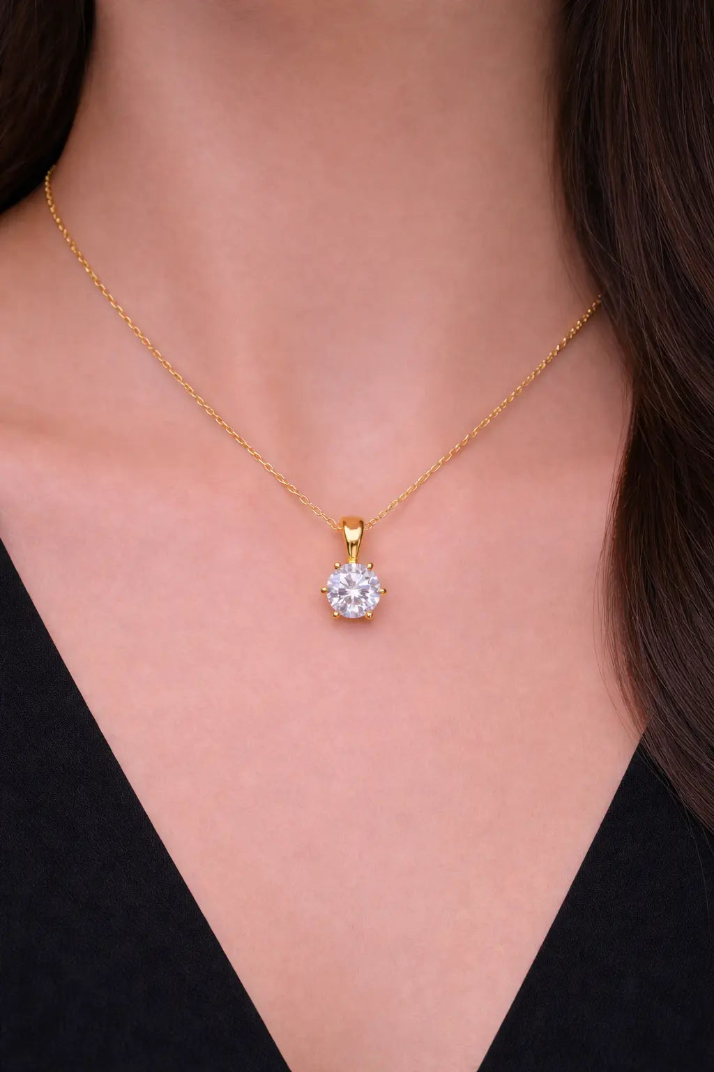 Dani - Solitaire Lab Moissanite Pendant in 14K Gold Nura Lab
