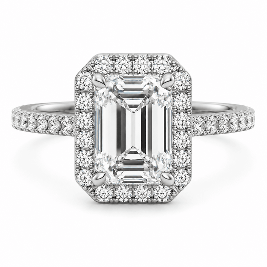 Anah - Halo Emerald Cut Lab Grown Diamond Engagement Ring