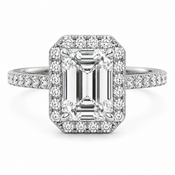 Anah - Halo Emerald Cut Lab Grown Diamond Engagement Ring