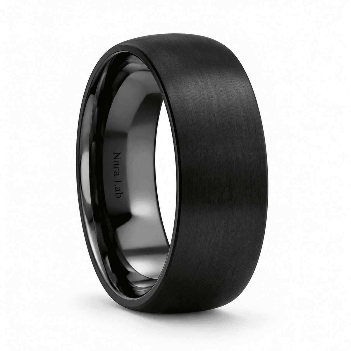 Bart brushed black titanium wedding ring on white