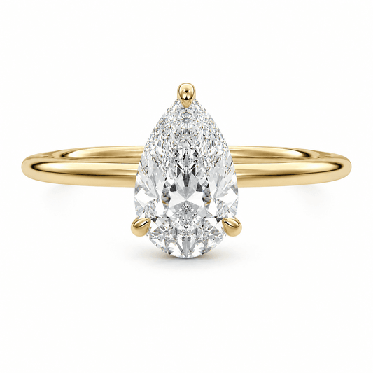 Elsa - Pear Cut Hidden Halo Lab Grown Diamond Engagement Ring