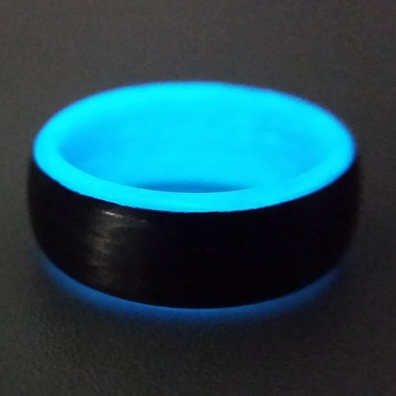 Rimu XIV - Carbon Fiber Men's Wedding Ring with Blue Glow Sleeve - view 5 - Nura Lab