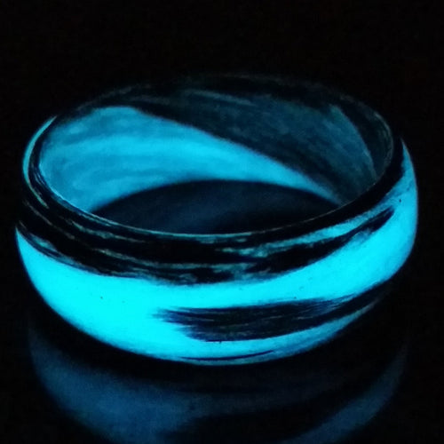 Echelon XIV - Carbon Fiber Men's Wedding Ring with Blue Glow Marbled Design - view 5 - Nura Lab