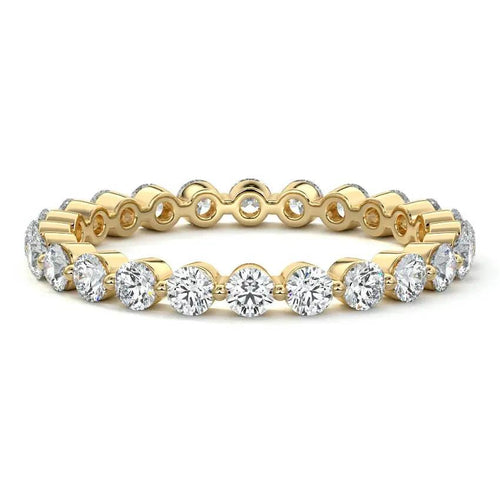 Round cut eternity wedding band lab-grown moissanite set in yellow, rose, white gold or platinum – Nura Lab NZ