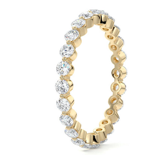 Round cut eternity wedding band lab-grown moissanite set in yellow, rose, white gold or platinum – Nura Lab NZ