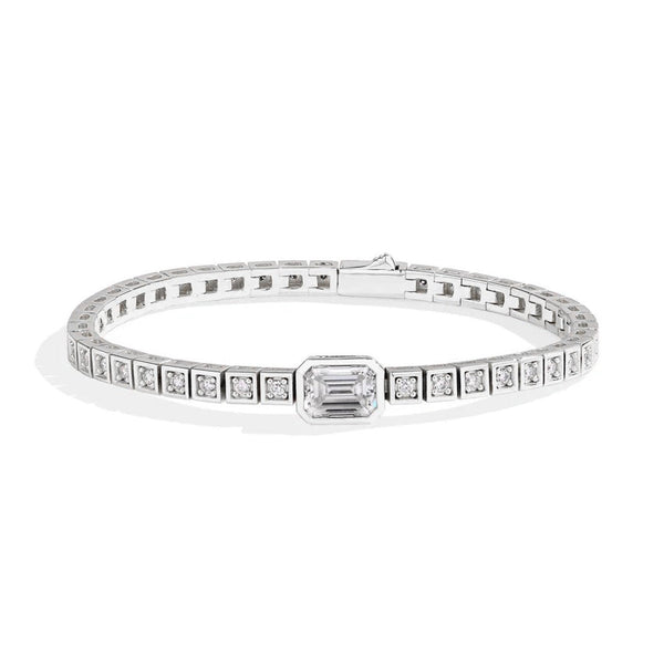 Emerald - Accent Bezel Moissanite Tennis Bracelet