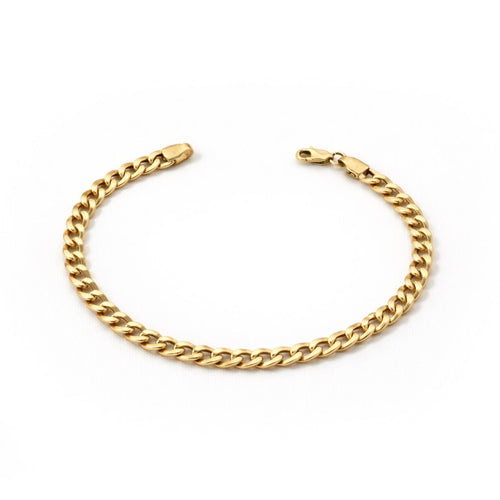 Flat Curb Link Sterling Silver Bracelet by Nura Lab in 18K yellow gold plating over sterling silver