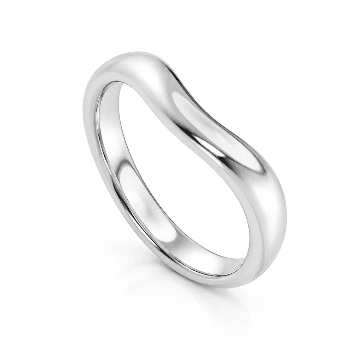 Breno - White Gold Men’s Curved Wedding Ring on white
