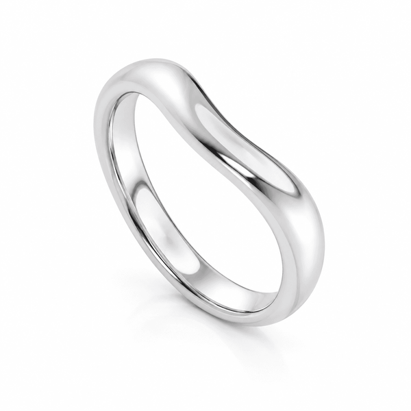 Breno - White Gold Men’s Curved Wedding Ring