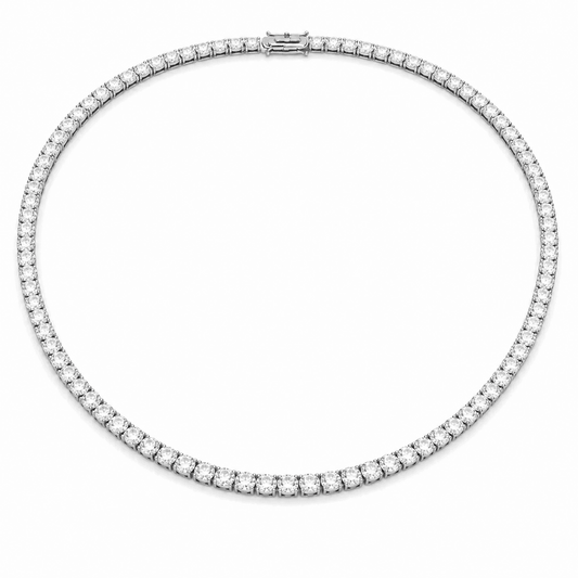 30 Carat Tennis Necklace -  Moissanite Round Cut in Silver 925
