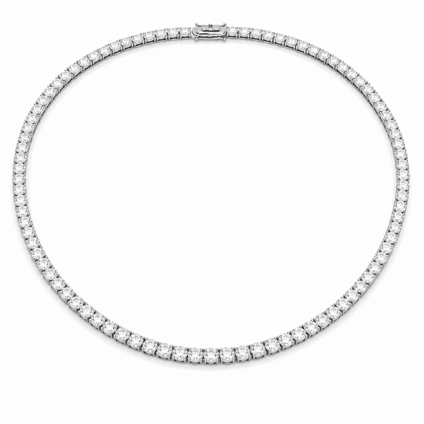 30 Carat Tennis Necklace -  Moissanite Round Cut in Silver 925