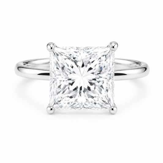 5 Carat Princess Cut Solitaire Engagement Ring - Lab Grown Diamond in Platinum