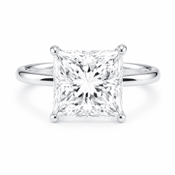 5 Carat Princess Cut Solitaire Engagement Ring - Lab Grown Diamond in Platinum