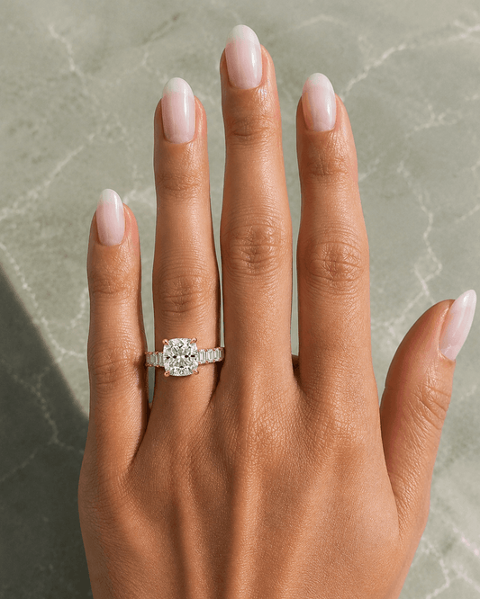 Amber - Cushion Half Eternity Lab Grown Diamond Engagement Ring