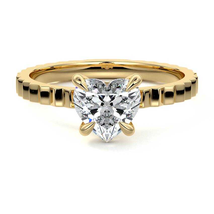 Chiara heart shape solitaire engagement ring with fluted band by Nura Lab New Zealand