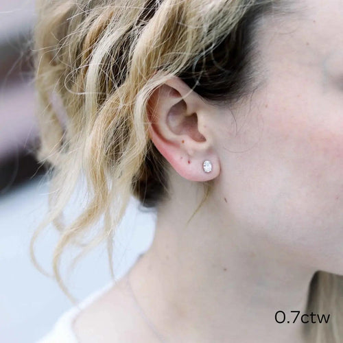Chloé Oval Stud Lab-Growing 1 Carat Diamond Earrings - Raphana Jewellery