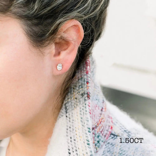 Chloé Oval Stud Lab-Growing 1 Carat Diamond Earrings - Raphana Jewellery