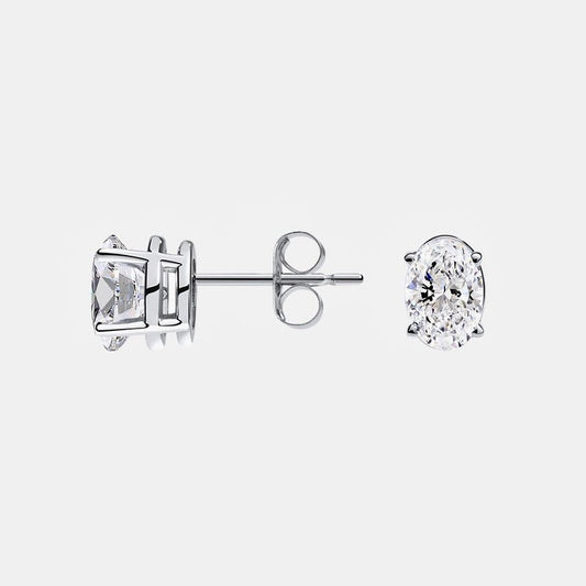 Oval cut lab diamond stud earrings in yellow, white gold and platinum – Nura Lab New Zealand