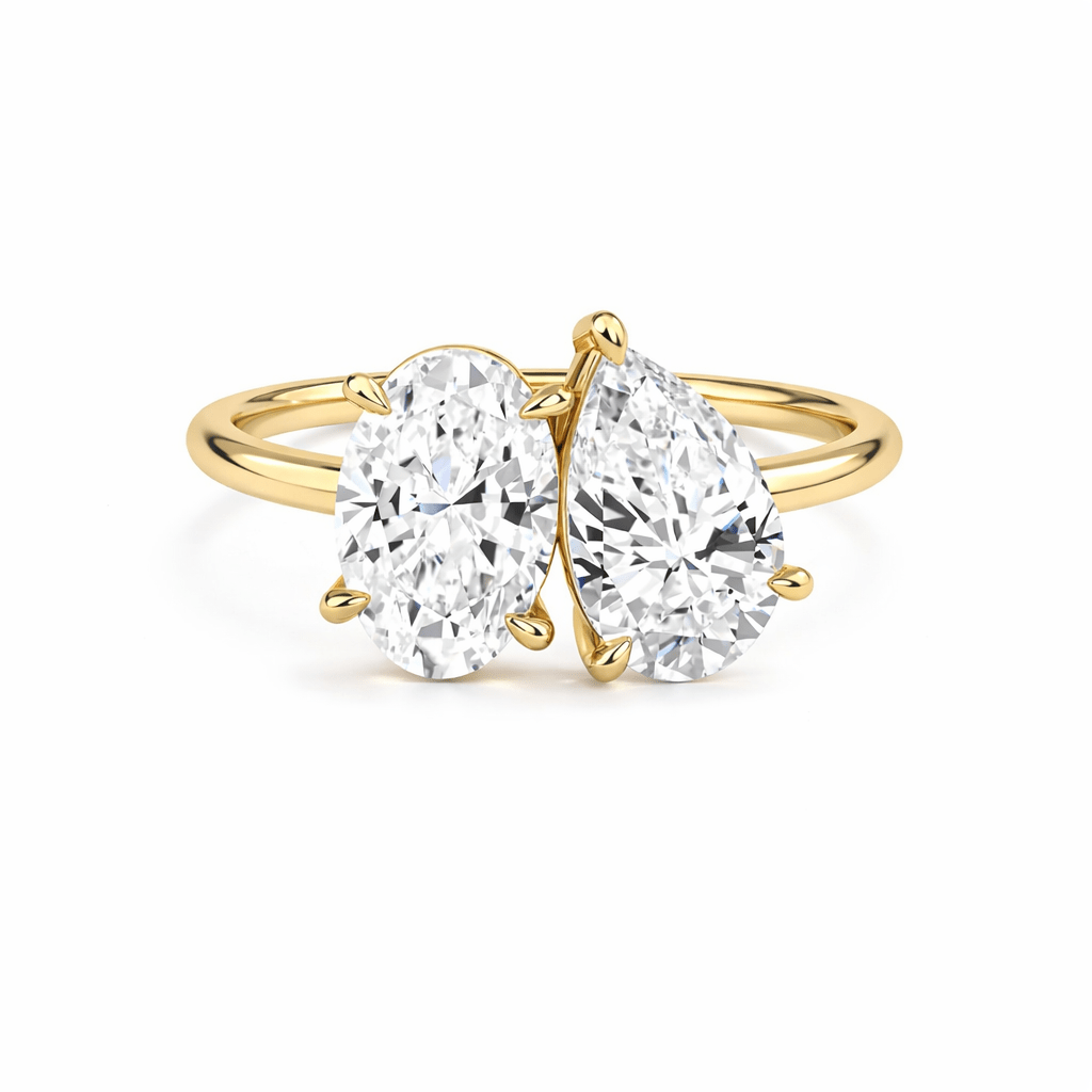 Clara oval and pear toi et moi lab grown diamond engagement ring by Nura Lab New Zealand