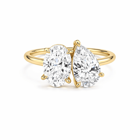 Clara oval and pear toi et moi lab grown diamond engagement ring by Nura Lab New Zealand