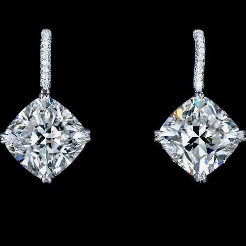 Cushion 6 Carat Lab Grown Diamond Earrings - Raphana Jewellery