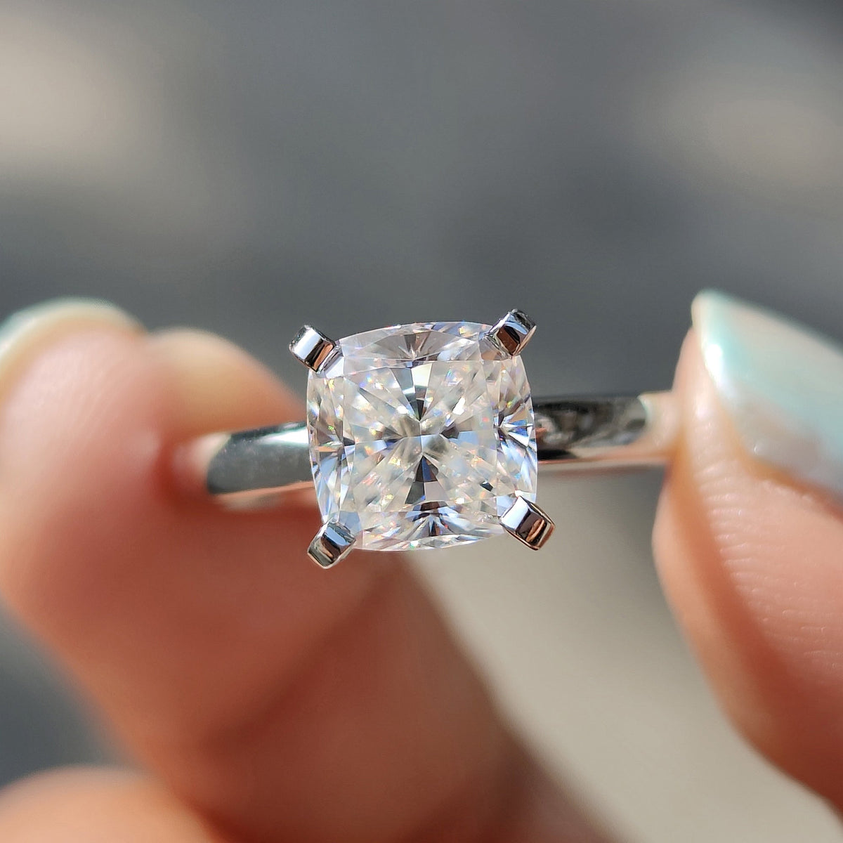 Odette Nell - Solitaire Setting Cushion Cut Engagement Ring