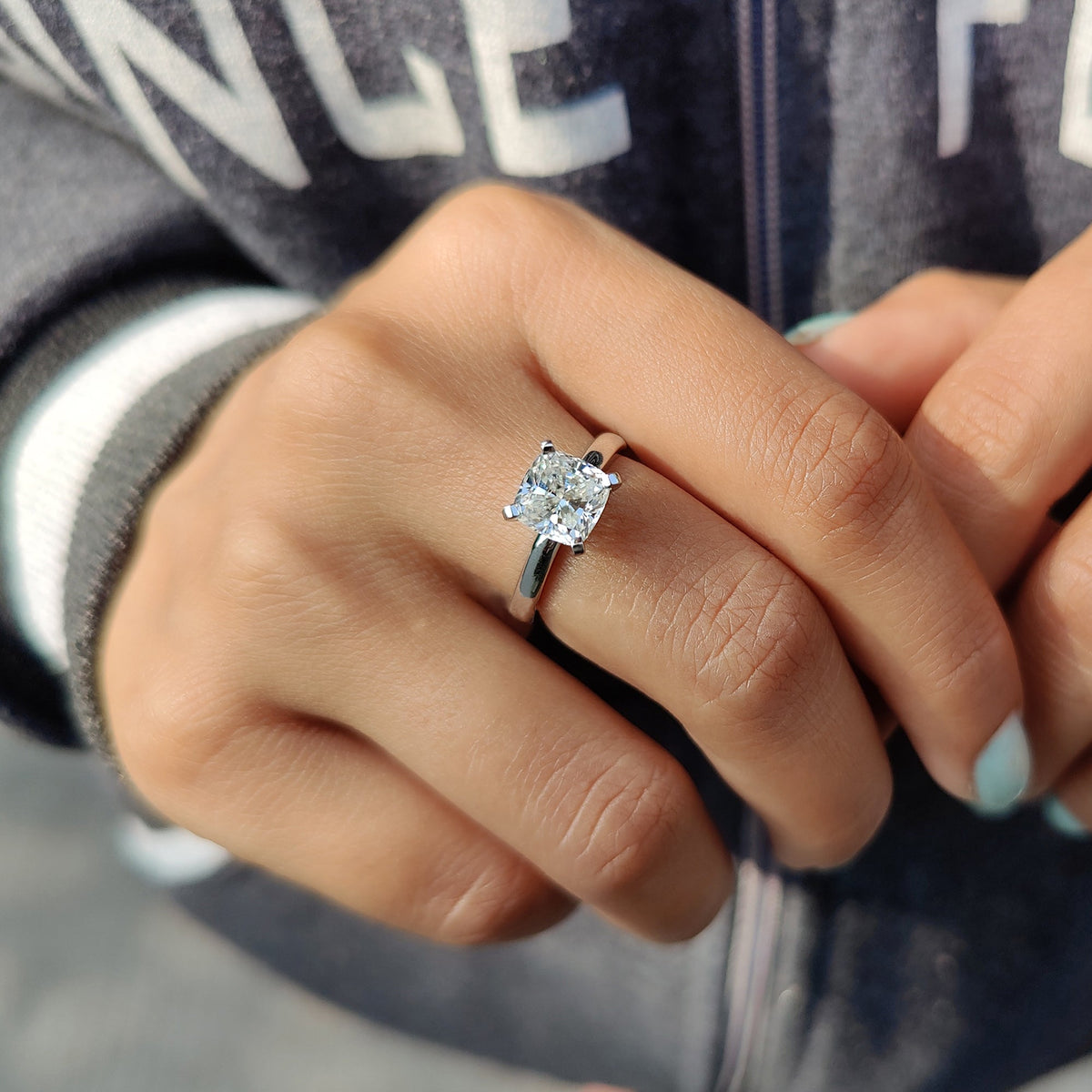 Odette Nell - Solitaire Setting Cushion Cut Engagement Ring