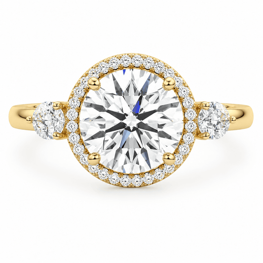 Trisha - Round Halo Trilogy Lab Grown Diamond Engagement Ring
