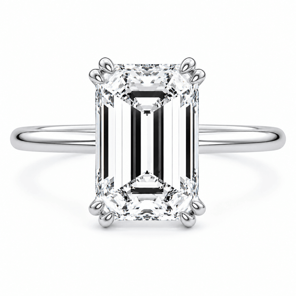 Doha - Solitaire Emerald Cut Lab Grown Diamond Unique Engagement Ring