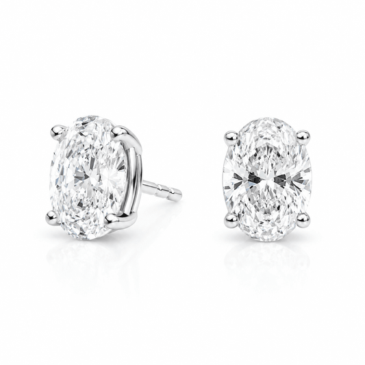Chloe - Oval Cut Lab Diamond Stud Earrings