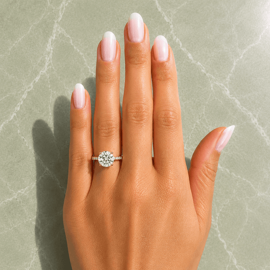 Stephanie - Round Cut Lab Grown Diamond Pave Engagement Ring