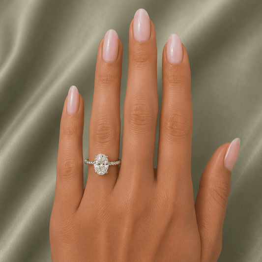 Lynn - Oval Rope Twisted Lab Grown Diamond Engagement Ring