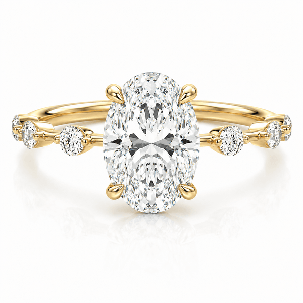Ruth - Oval Cut Unique Lab Grown Diamond Engagement Ring