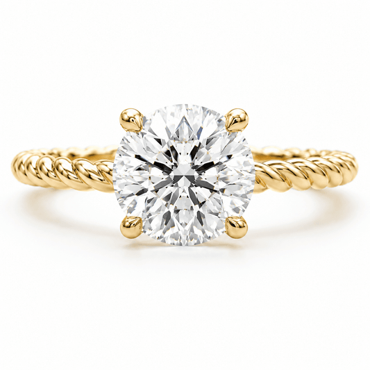 Polly - Round Rope Twist Lab Grown Diamond Unique Engagement Ring