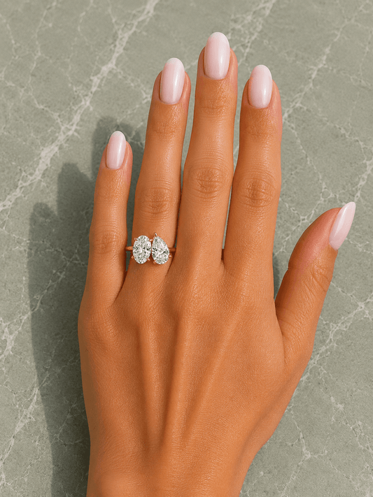 Clara - Oval and Pear Toi et Moi Lab Grown Diamond Engagement Ring
