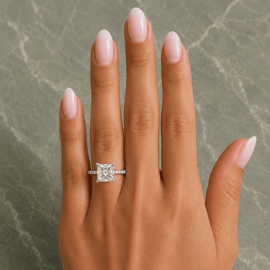 Teresa - Princess Cut Pavé Lab Grown Diamond Engagement Ring