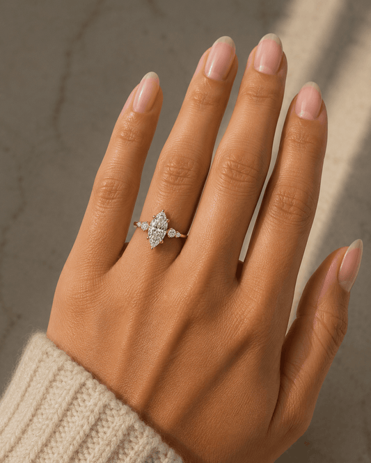 Kiara - Unique Marquise Cut Lab Grown Diamond Engagement Ring