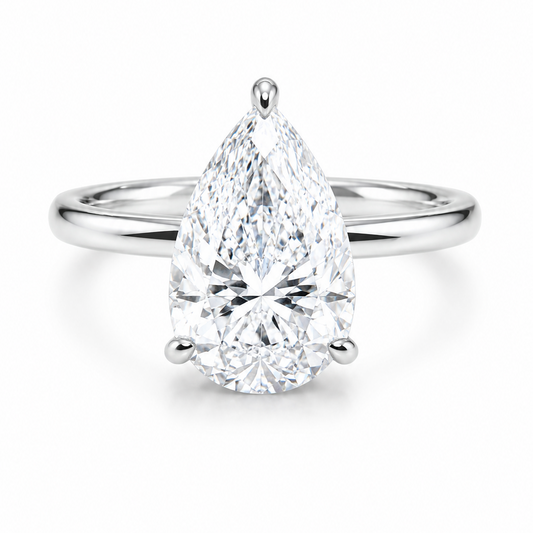5 Carat Pear Solitaire Engagement Ring - Lab Grown Diamond in Platinum