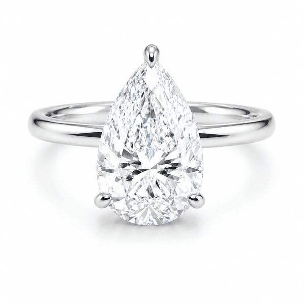 5 Carat Pear Solitaire Engagement Ring - Lab Grown Diamond in Platinum