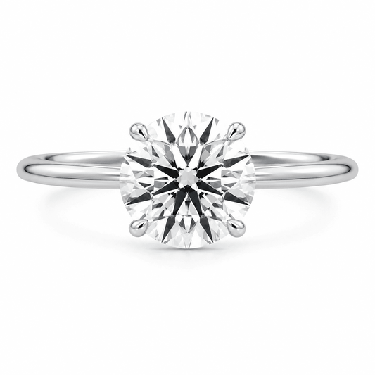 Vikki - Round Cut Solitaire Moissanite Engagement Ring