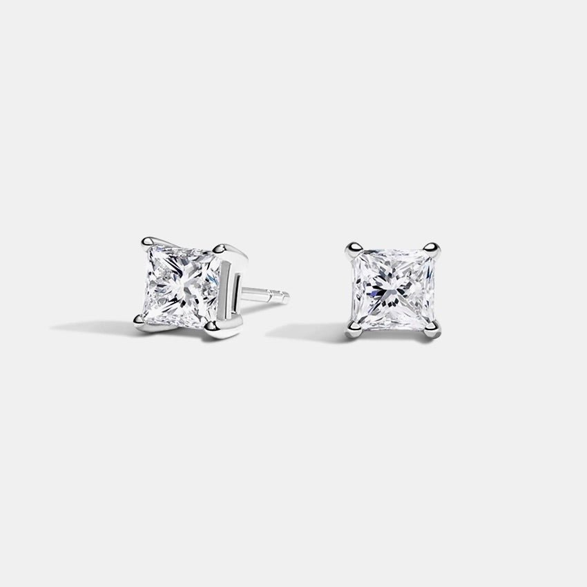 Diana 1CT Princess Cut Diamond Stud Earrings - Raphana Jewellery