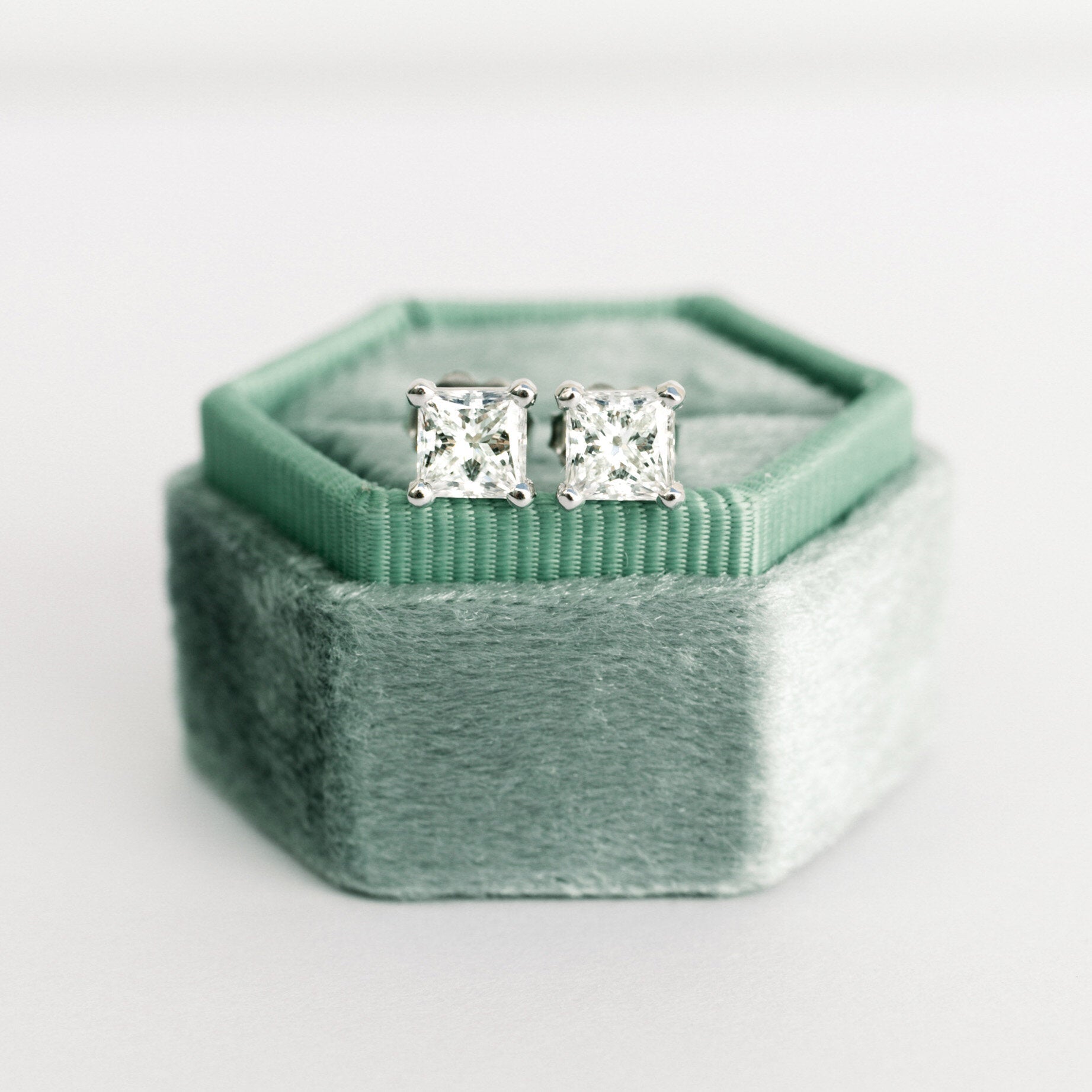 Diana 1CT Princess Cut Diamond Stud Earrings - Raphana Jewellery
